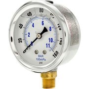 Engineered Specialty Products, Inc Pic Gauges 2-1/2" Vacuum Gauge, Liquid Filled, 160 PSI, Stainless Case, Lower Mount,  PRO-201L-254F